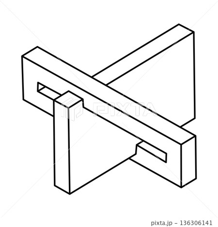 Optical illusion, unreal geometric object vector. Impossible figure. Op art shape.  136306141