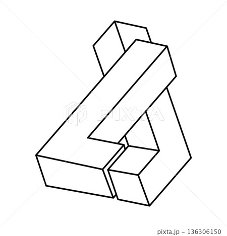 Optical illusion object, unreal geometric figure vector. Impossible shape. Sacred geometry. Optical illusion object, unreal geometric figure vector. Impossible shape. Sacred geometry. 136306150