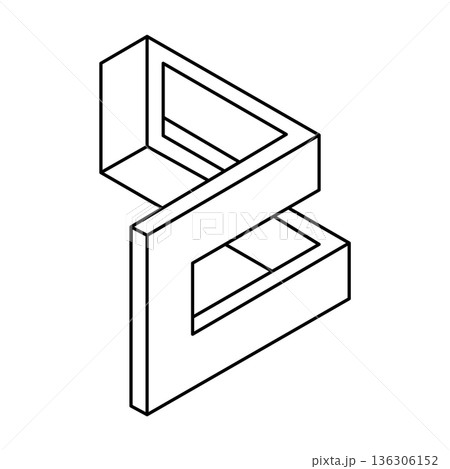 Optical illusion shape. Impossible object. Op art figure. Sacred geometry. Line art. Optical illusion shape. Impossible object. Op art figure. Sacred geometry. Line art. 136306152