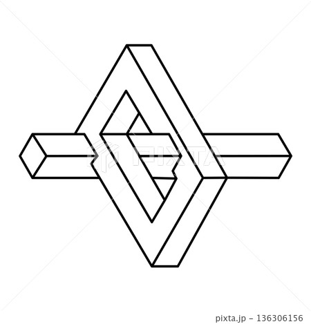 Impossible object. Optical illusion. 3d illustration. Sacred geometry. Impossible object. Optical illusion. 3d illustration. Sacred geometry. 136306156