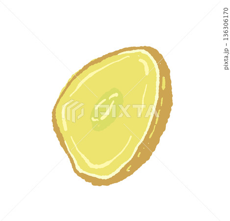 一枚の生姜（ジンジャー）のスライスイラスト 136306170