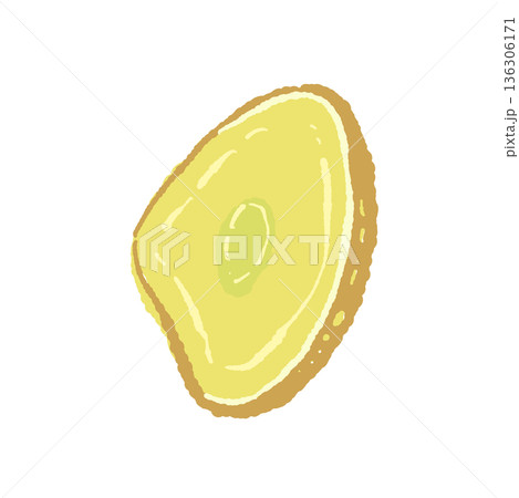 質感まで描かれた生姜(ジンジャー)の断面イラスト 質感まで描かれた生姜(ジンジャー)の断面イラスト 136306171