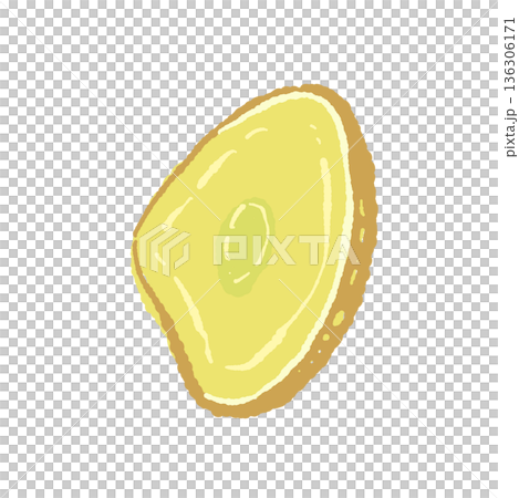 質感まで描かれた生姜(ジンジャー)の断面イラスト 質感まで描かれた生姜(ジンジャー)の断面イラスト 136306171