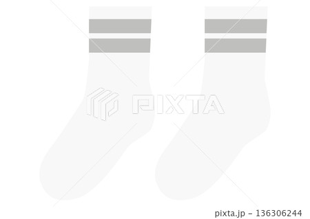 シンプルなラインが入った靴下のイラスト素材　ベクター 136306244