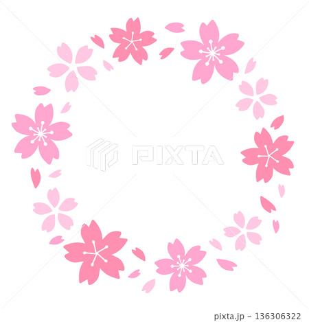 シンプルな桜の花のリース 136306322