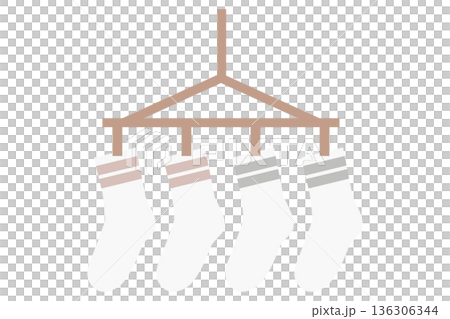晾乾的襪子插圖 | 簡單的向量素材，代表洗衣和日常生活 136306344