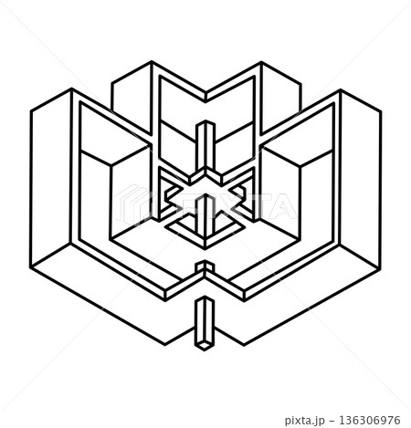 Impossible optical illusion shape. Sacred geometry. Optical art object. Unreal geometric figures.  136306976