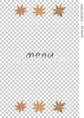 Cafe-style vertical menu background with star anise (star anise) Cafe-style vertical menu background with star anise (star anise) 136307093