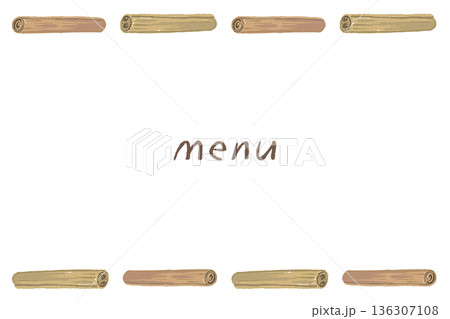 シナモンスティックを並べたカフェスタイルのフレーム素材 136307108