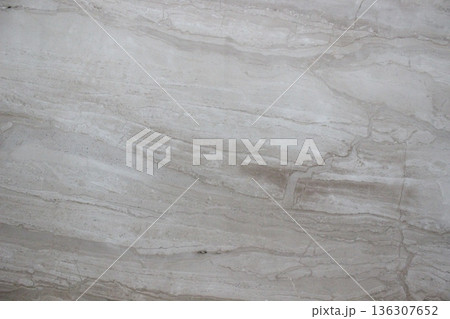 Silver Travertine marble texture with horizontal grain patterns in elegant light grey and beige tones. 136307652