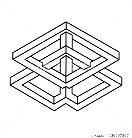 Impossible optical illusion shape. Optical art object. Impossible figures. Sacred geometry.  136307867