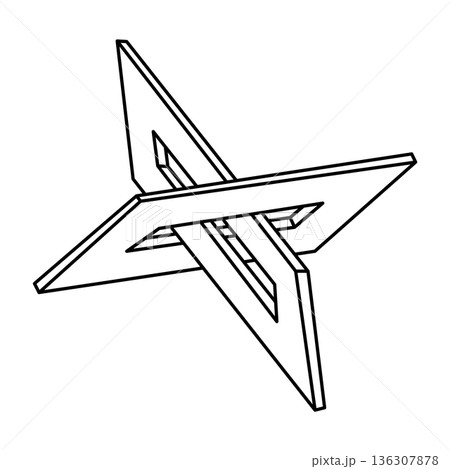 Optical illusion shape, unreal geometric object vector. Impossible figure. Sacred geometry shapes. Op art.  136307878