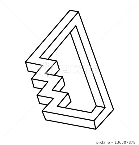 Impossible shapes. Web design element. Optical Illusion object. Line design. Unreal geometric figure.  136307879