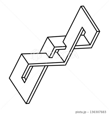 Impossible geometry, optical illusion shape. Optical art object. Unreal geometric figures. Impossible geometry, optical illusion shape. Optical art object. Unreal geometric figures. 136307883