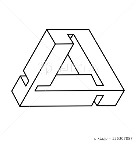 Optical illusion shape, geometric figures, impossible object. Op art. Line art. Sacred geometry. 136307887