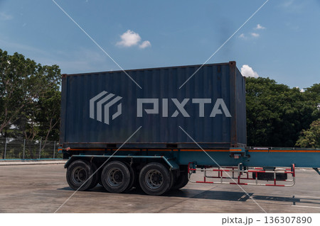 Trucking, Import, Export, Logistics, Industry with beautiful sky and Car Park background. 136307890