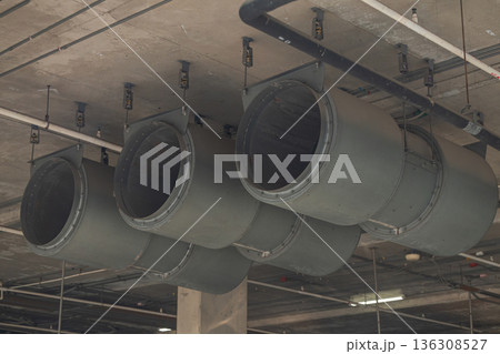 Fan in modern building Parking in door. Fan in modern building Parking in door. 136308527