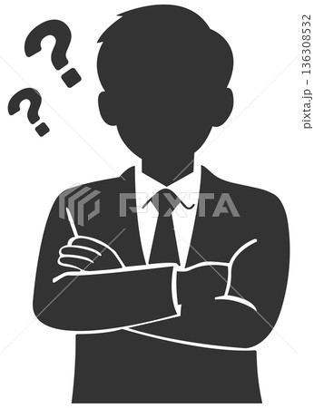 腕を組んで考える男性のビジネスマン シルエット 腕を組んで考える男性のビジネスマン シルエット 136308532