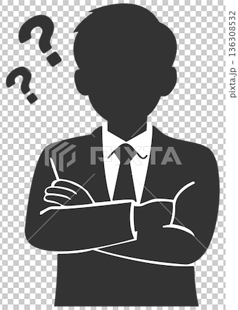 腕を組んで考える男性のビジネスマン シルエット 腕を組んで考える男性のビジネスマン シルエット 136308532