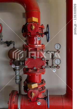 Room Fire suppression system installation with a alarm check valve. Room Fire suppression system installation with a alarm check valve. 136308909