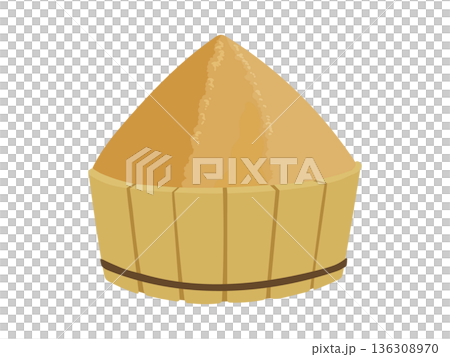 Illustration material of miso paste in a wooden barrel 136308970