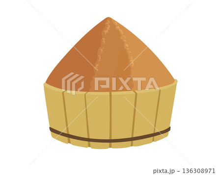 木桶に入った赤味噌のイラスト素材 136308971