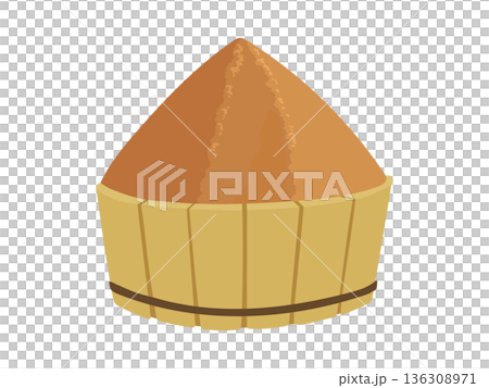 Illustration material of red miso in a wooden barrel 136308971