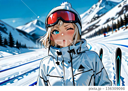冬 アクティビティ エクストリーム スポーツ  スキー 女子 136309098