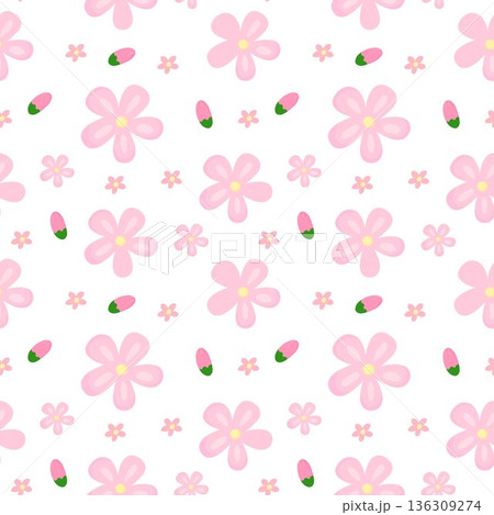 Seamless pastel pink flower pattern for wallpapers, textiles Seamless pastel pink flower pattern for wallpapers, textiles 136309274