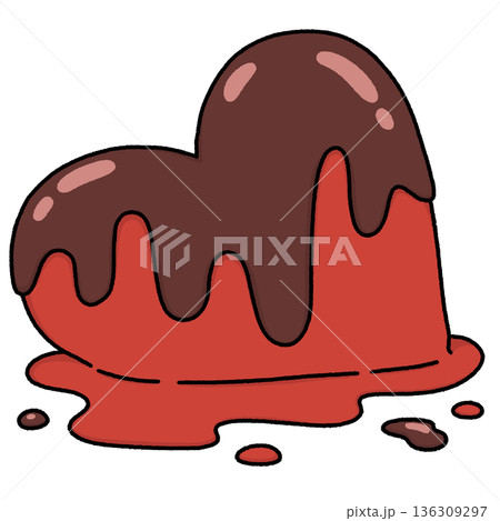 The red heart with chocolate topping melting - Line Color The red heart with chocolate topping melting - Line Color 136309297