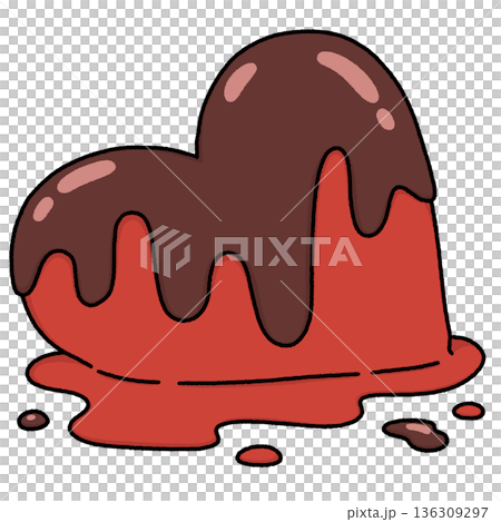 The red heart with chocolate topping melting - Line Color The red heart with chocolate topping melting - Line Color 136309297