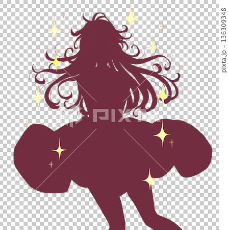 神秘女子身著連身裙,身影輪廓分明,閃閃發光 神秘女子身著連身裙,身影輪廓分明,閃閃發光 136309348