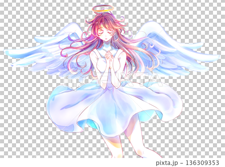 手を胸の前で組む神秘的な女性　天使 136309353