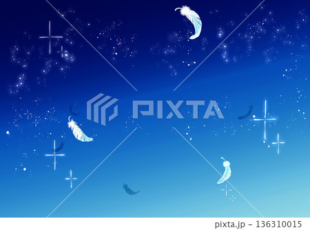 舞い散る羽根　空　キラキラ　夜 136310015