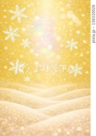 背景素材　雪景色　雪の結晶　降雪　雪　虹色　神秘的 136310026