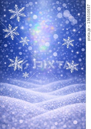 背景素材 雪景色 雪の結晶 降雪 雪 虹色 神秘的のイラスト素材 [136310037] - PIXTA