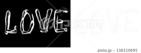 Stylish shiny hand drawn love word lettering isolated on transparent background for romantic design and greeting cards 136310695