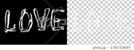 Stylish shiny hand drawn love word lettering isolated on transparent background for romantic design and greeting cards 136310695