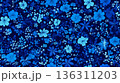 Vibrant indigo blue floral pattern for textile, prints and decor 136311203