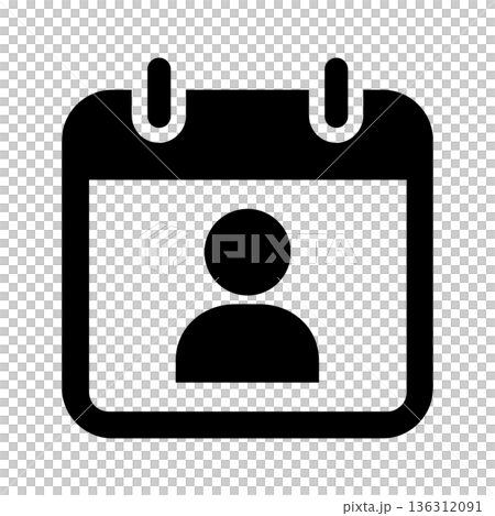 予定管理を表す人物マークのカレンダーアイコン 予定管理を表す人物マークのカレンダーアイコン 136312091