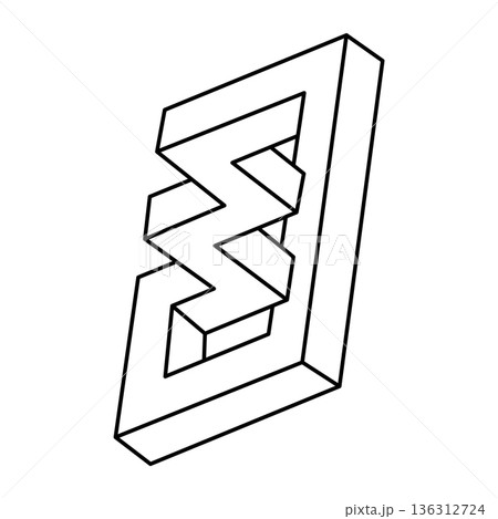 Optical illusion shapes, unreal geometric object vector. Impossible figures. Sacred geometry shape. Optical art.  136312724