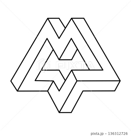 Impossible optical illusion shapes. Op art object. Impossible figures. Line art. Sacred geometry.  136312726