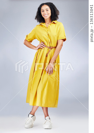 Happy, smile and portrait of business woman in studio for professional, creative and designer. Pride, startup and happiness with employee on white background for career, entrepreneur and empowerment Happy, smile and portrait of business woman in studio for professional, creative and designer. Pride, startup and happiness with employee on white background for career, entrepreneur and empowerment 136313841