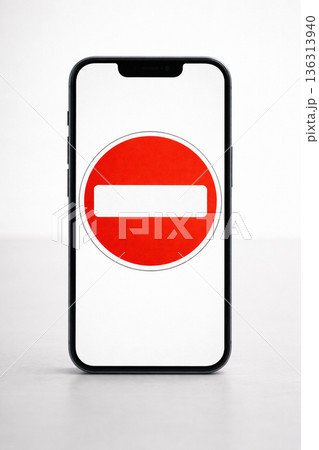 Digital ban symbol representing restricted virtual access Digital ban symbol representing restricted virtual access 136313940