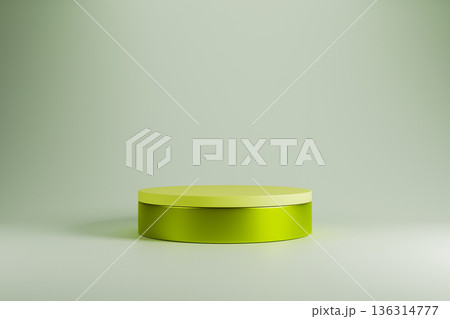 Green neon podium on a dark 3D studio background Green neon podium on a dark 3D studio background 136314777