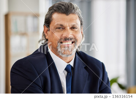 Smile, portrait and senior manager man with confidence at law firm, lawyer in office and leader in government. Judge, attorney or happy businessman with pride, management and professional experience. Smile, portrait and senior manager man with confidence at law firm, lawyer in office and leader in government. Judge, attorney or happy businessman with pride, management and professional experience. 136316154