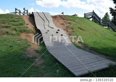 アスレチック児童公園の遊具 136316510
