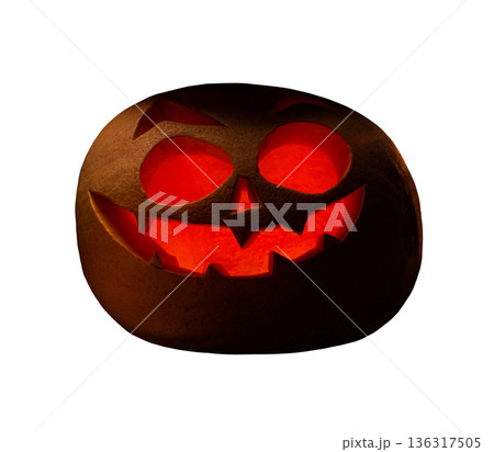 Halloween pumpkin with scary face. Jack o lantern. Isolated on white background Halloween pumpkin with scary face. Jack o lantern. Isolated on white background 136317505