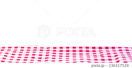 Red checkered tablecloth, closeup. Isolated on white background Red checkered tablecloth, closeup. Isolated on white background 136317529
