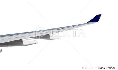Wing of airplane. Isolated on white 136317656